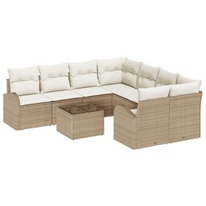 vidaXL Sofa Set 9 stk. 8-Sitzanzahl Beige und Creme Poly-Rattan