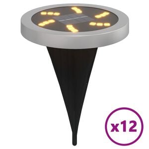 vidaXL Solar-Bodenleuchten mit Erdspie&szlig; 12 Stk. Warmwei&szlig;