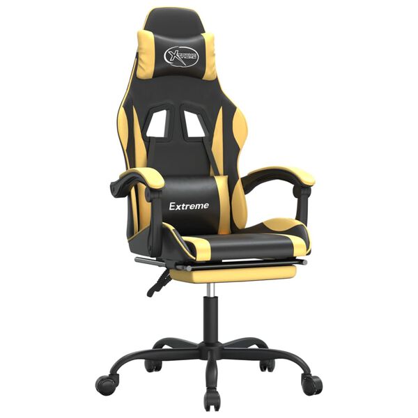 vidaXL Gaming-Stuhl mit Fu&szlig;st&uuml;tze Schwarz und Golden Kunstleder