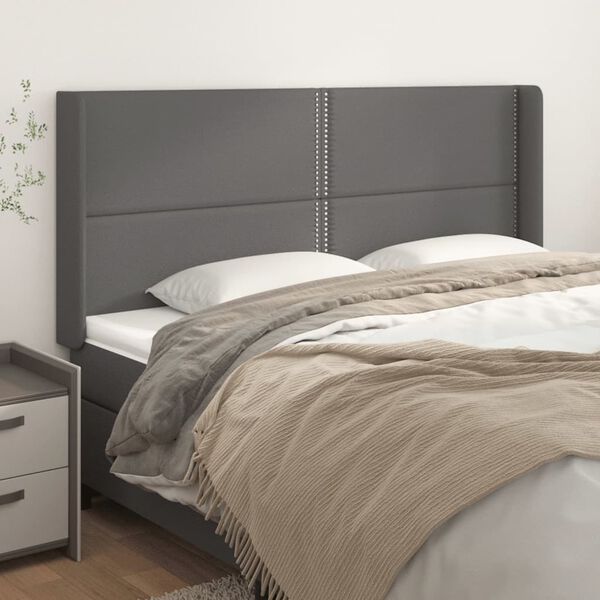 vidaXL Kopfteil mit Ohren Grau 163x16x118/128 cm Kunstleder