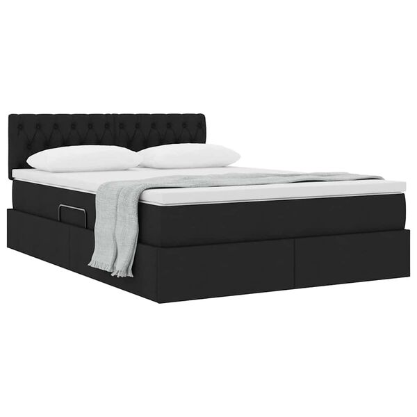 vidaXL Aufbewahrungsbett mit Matratze Schwarz 140 x 200 cm