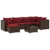 vidaXL 7-tlg. Garten-Lounge-Set mit Kissen Braun Poly Rattan