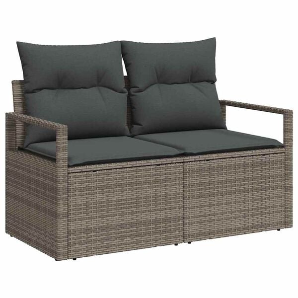 vidaXL Sofa Set mit Kissen mit Speicher 10 pcs Hellgrau Poly-Rattan