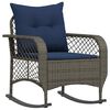 vidaXL Garten-Schaukelstuhl mit Kissen Grau Poly Rattan