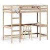 vidaXL Hochbett mit Schreibtisch 100x200 cm Massivholz Kiefer