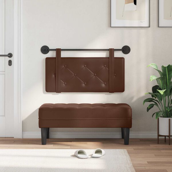 vidaXL H&auml;ngevorderseite Wandmontiert Braun 90 cm Kunstleder