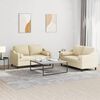 vidaXL 2-tlg. Sofagarnitur mit Kissen Creme Stoff