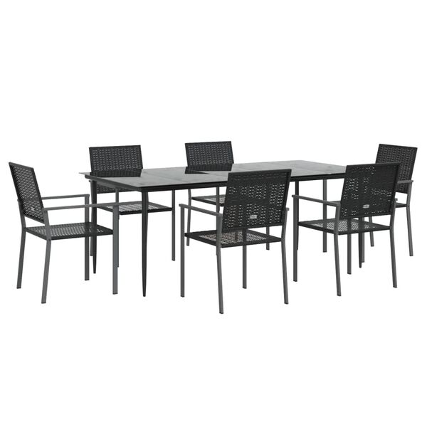 vidaXL 7-tlg. Garten-Essgruppe Poly Rattan und Stahl