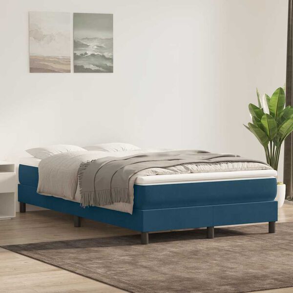 vidaXL Boxspringbett mit Matratze Dunkelblau 120x210 cm Samt
