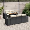 vidaXL 6-tlg. Garten-Sofagarnitur mit Kissen Schwarz Poly Rattan