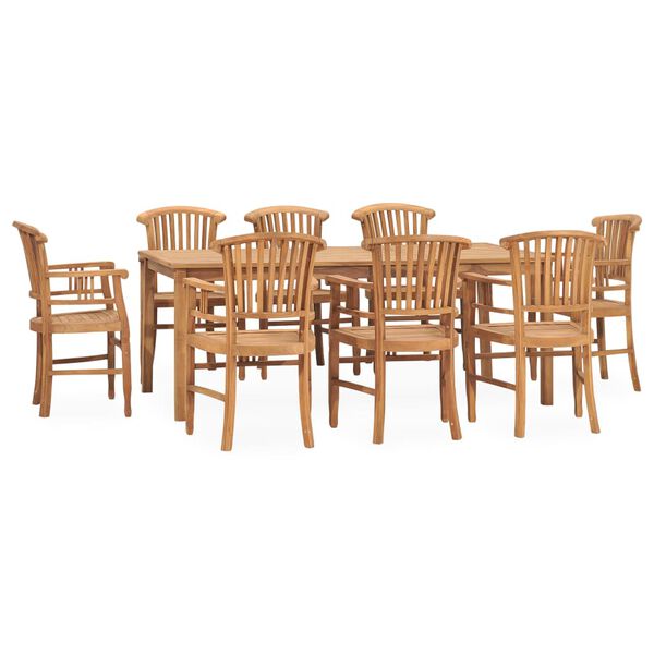 vidaXL 9-tlg. Garten-Essgruppe Massivholz Teak