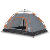 vidaXL Campingzelt 4 Personen Grau und Orange Quick Release