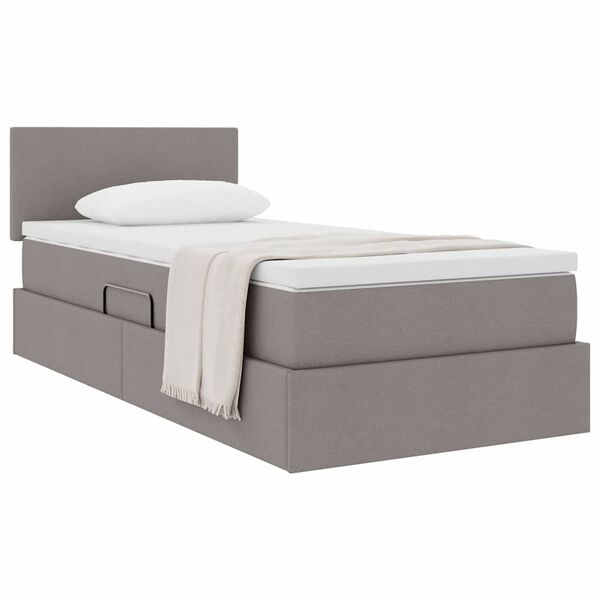 vidaXL Aufbewahrungsbett mit Matratze Taupe 90 x 190 cm Holzwerkstoff