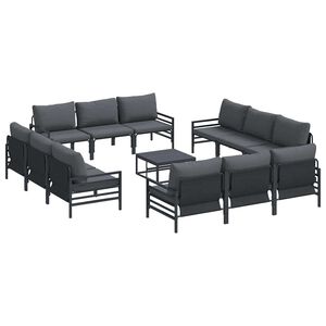 vidaXL Gartensofa-set mit Kissen 13 pcs Schwarz Stahl