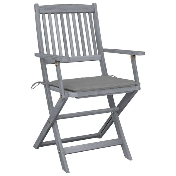 vidaXL Klappbare Gartenst&uuml;hle 2 Stk. mit Sitzkissen Massivholz Akazie