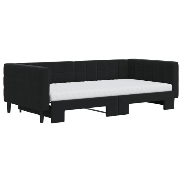 vidaXL Tagesbett Ausziehbar mit Matratzen Schwarz 100x200 cm Samt