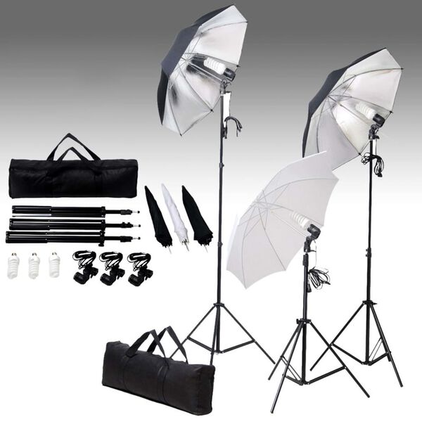 vidaXL Fotostudio-Set mit Lampen und Hintergrundsystem