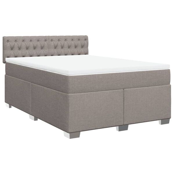 vidaXL Boxspringbett mit Matratze Taupe 140x200 cm Stoff