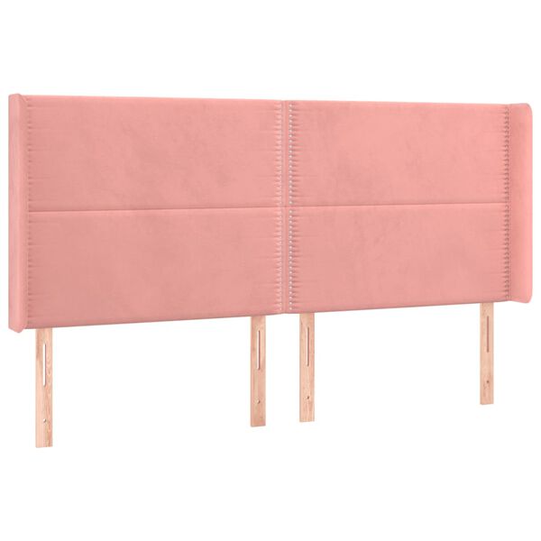vidaXL LED Kopfteil Rosa 203x16x118/128 cm Samt