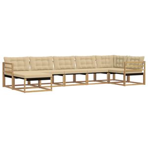 vidaXL Outdoor-Sofagarnitur 7 stk. Wei&szlig; und Beige Massivholz Akazie