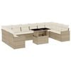 vidaXL 11-tlg. Garten-Sofagarnitur mit Kissen Beige Poly Rattan