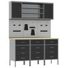 vidaXL Werkbank mit Schubladen 7 pcs Schwarz Ingenieure Holz und Stahl