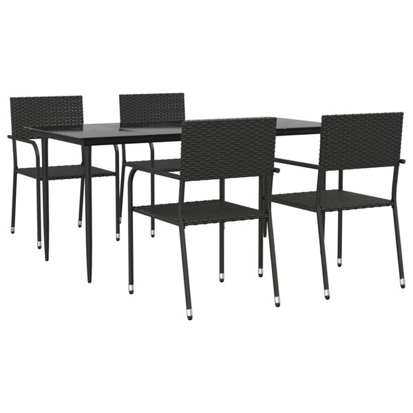 vidaXL 5-tlg. Garten-Essgruppe Schwarz Poly Rattan