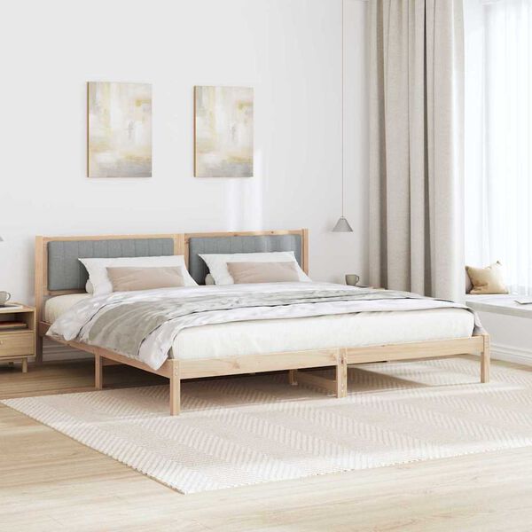 vidaXL Bettrahmen Hellgrau 200 x 200 cm Massives Kiefernholz