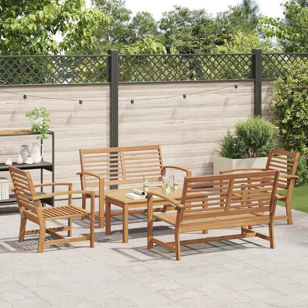 vidaXL Garten-Sofa-Set Natur Teak-Massivholz