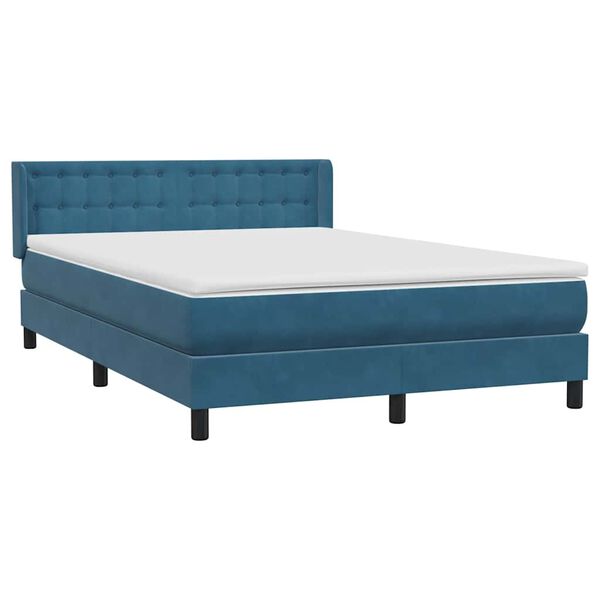 vidaXL Boxspringbett mit Matratze Dunkelblau 140x220 cm Samt