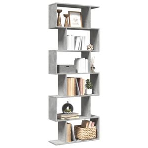 vidaXL Raumteiler-B&uuml;cherregal 6 Etagen Betongrau 70x24x193 cm
