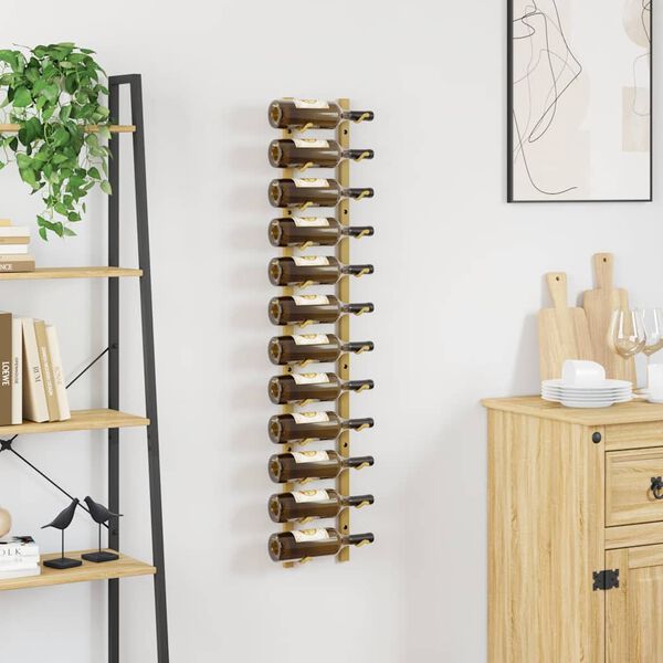 vidaXL Wand-Weinregal f&uuml;r 12 Flaschen Golden Eisen