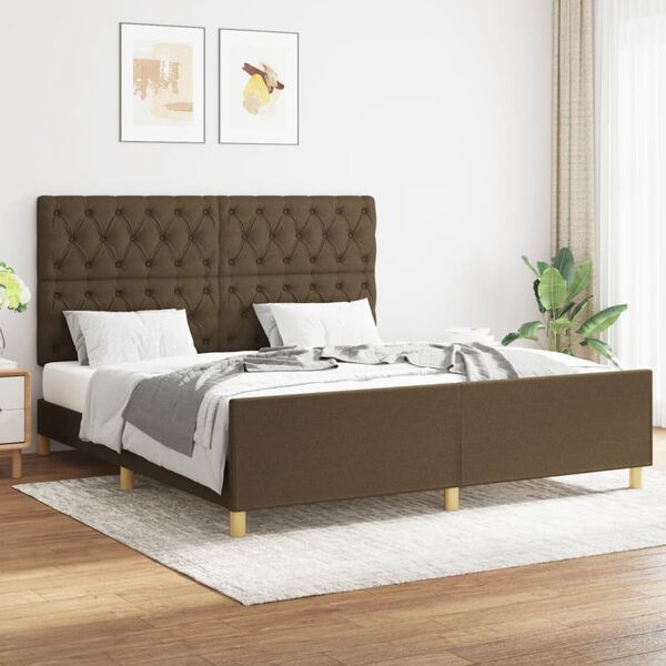 vidaXL Bettgestell ohne Matratze Dunkelbraun 160x200 cm Stoff