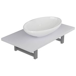vidaXL 2-tlg. Badm&ouml;bel-Set Keramik Wei&szlig;