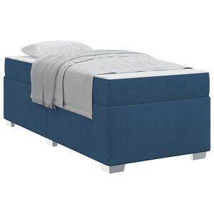 vidaXL Bettrahmen mit Matratze Blau 90 x 200 cm Stoff