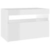 vidaXL Nachttisch mit LED-Leuchten Hochglanz-Wei&szlig; 60x35x40 cm