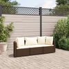 vidaXL 3-tlg. Garten-Sofagarnitur mit Kissen Braun Poly Rattan