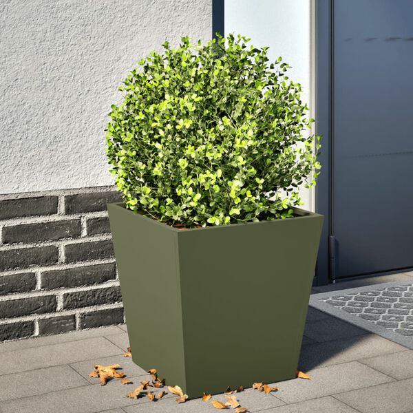 vidaXL Pflanzk&uuml;bel Olivgr&uuml;n 40x40x40 Stahl