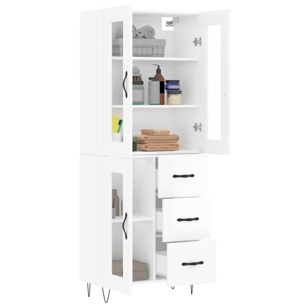 vidaXL Highboard Hochglanz-Wei&szlig; 69,5x34x180 cm Holzwerkstoff