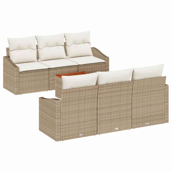vidaXL Gartensofa-set mit Kissen 7 pcs Beige Poly-Rattan