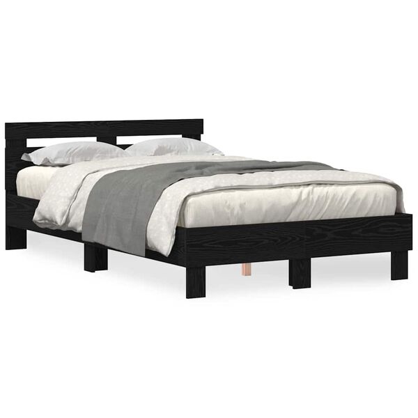 vidaXL Bettgestell Schwarz Eichen-Optik 120 x 190 cm Holzwerkstoff