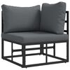 vidaXL Gartensofa-set mit Kissen 12 pcs Schwarz Aluminium