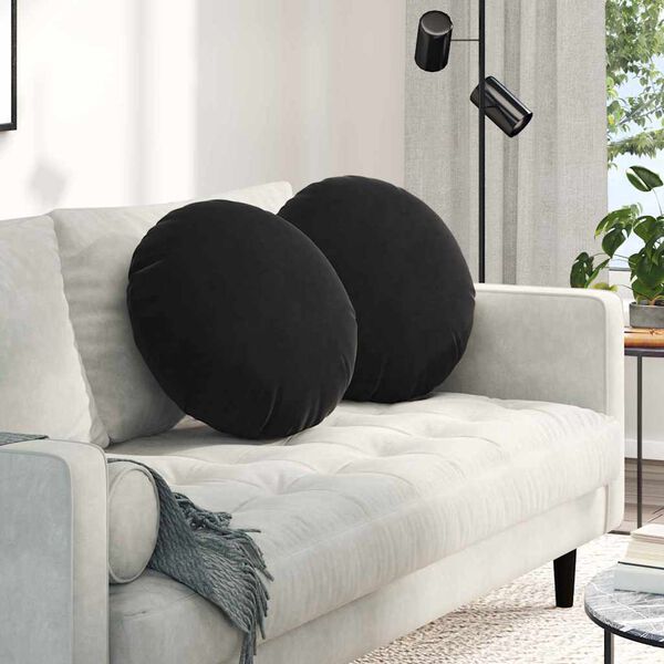 vidaXL Sitzkissen 2 St&uuml;ck Schwarz &Oslash; 50 x 19 cm Samt