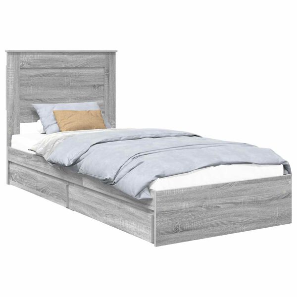 vidaXL Aufbewahrungsbett Graues Sonoma 75 x 190 cm Holzwerkstoff