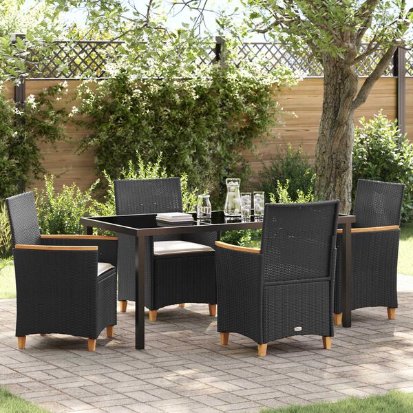 vidaXL Garten Essgruppe 5 pcs Schwarz Poly-Rattan
