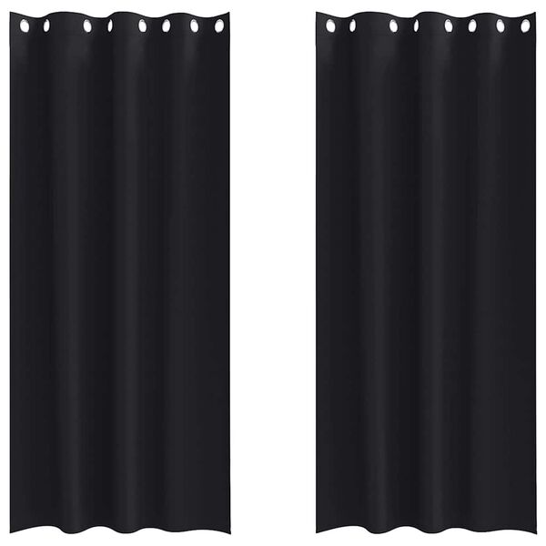 vidaXL Verdunkelungs-Vorh&auml;nge mit Ringen 2 pcs Schwarz 260 x 140 cm