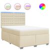 vidaXL Boxspringbett mit Matratze Creme 160x200 cm Stoff