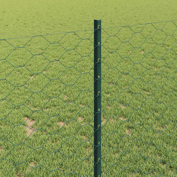 vidaXL Zaun mit Pfosten Gr&uuml;n 1 x 50 m Stahl und PVC