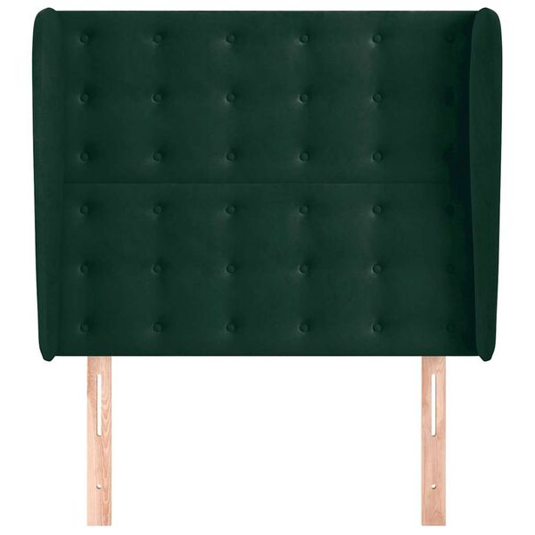vidaXL Kopfteil mit Ohren Dunkelgr&uuml;n 93x23x118/128 cm Samt