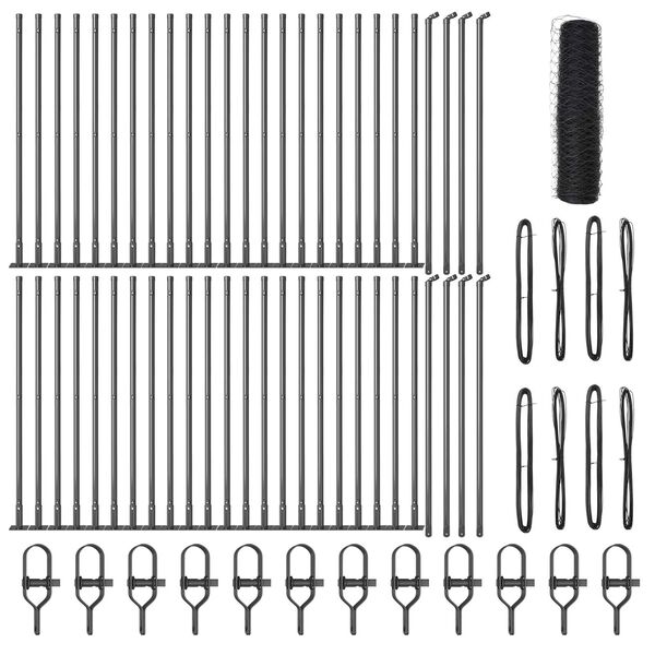 vidaXL Zaun mit Pfosten Grau 0,5 x 100 m PVC-beschichteter Stahl